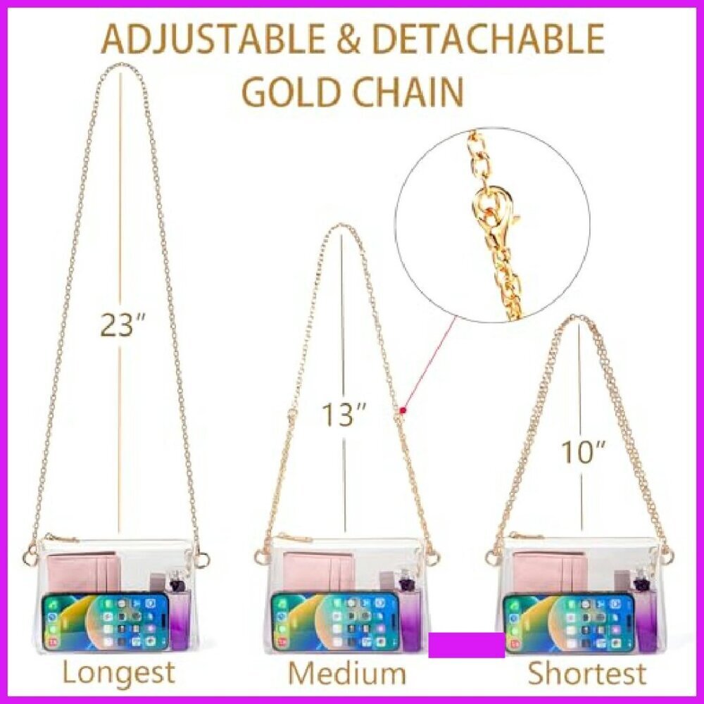 Clear Crossbody Bag Stadium Approved PVC Transparent Chic Minimal Concert - Picture 5 of 7